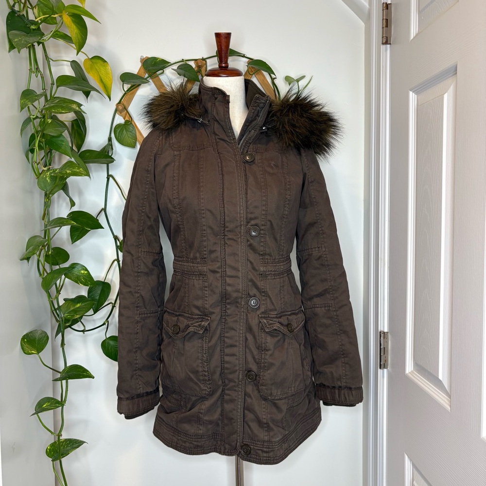 ABERCROMBIE & FITCH Brown Faux Fur Lined Jacket